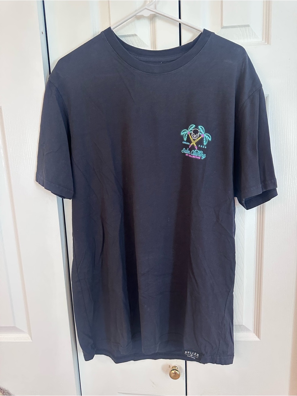 Men's Black Short-Sleeve Graphic Tee with Neon Palm Logo